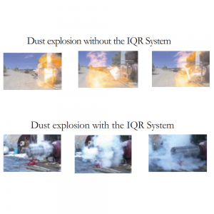 Dust explosion without and with the IQR system